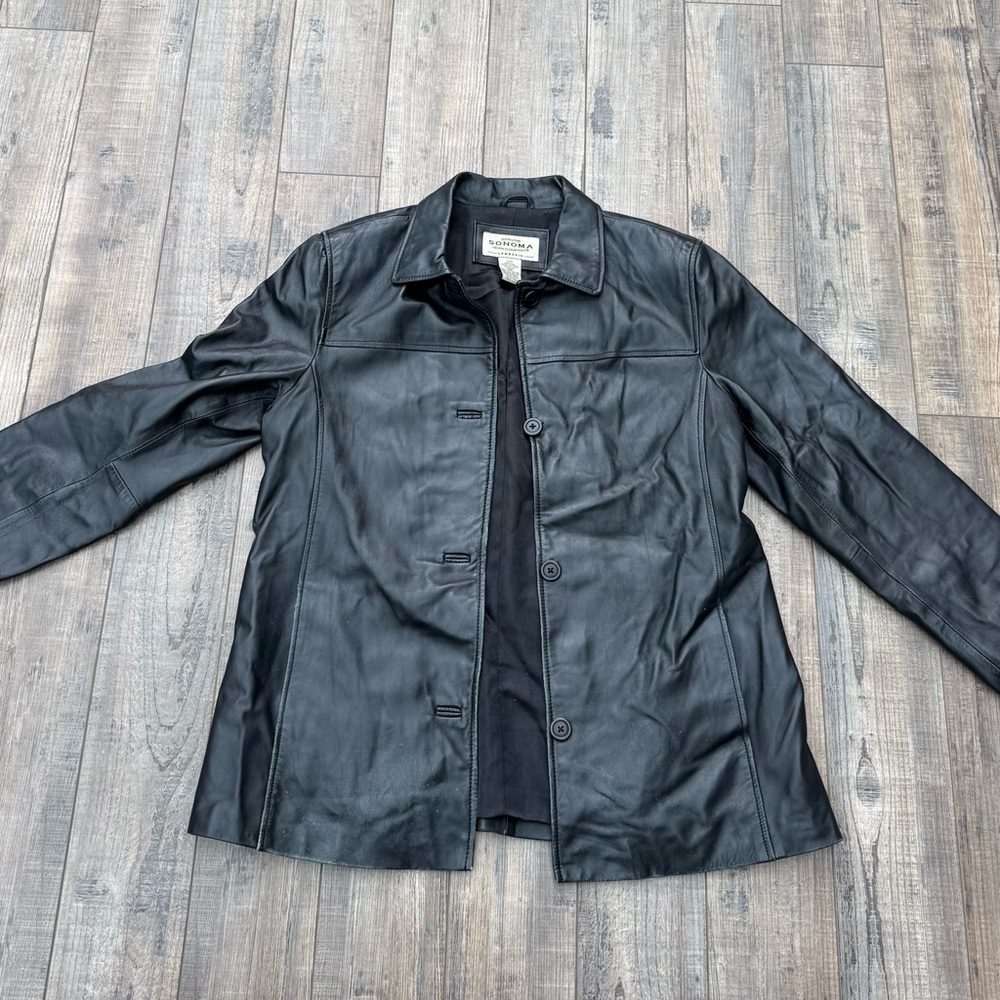 Oversized vintage Sonoma lamb skin leather jacket
